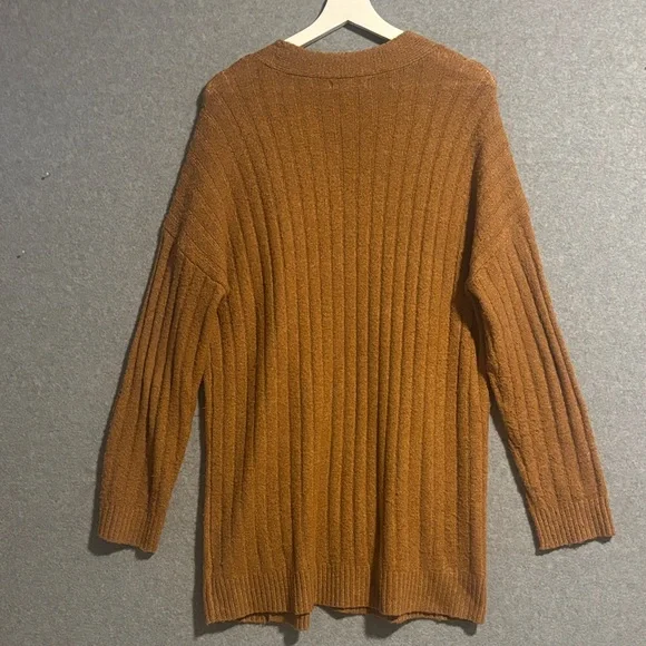 Jolie & Joy Cozy Open Front Oversized Ribbed Drop Sleeve Cardigan M Camel - Picture 2 of 12